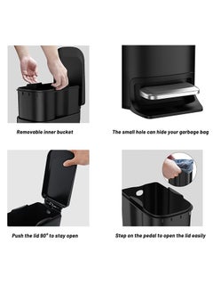 LENND Small Bathroom Trash Can with Lid Soft Close, Step Pedal, 6 Liter / 1.6 Gallon Stainless Steel Garbage Can with Removable Inner Bucket, Anti-Fingerprint Finish  - Image 5