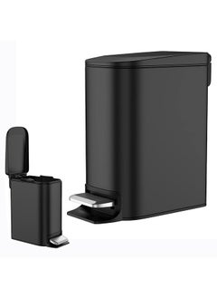 LENND Small Bathroom Trash Can with Lid Soft Close, Step Pedal, 6 Liter / 1.6 Gallon Stainless Steel Garbage Can with Removable Inner Bucket, Anti-Fingerprint Finish  - Image 1