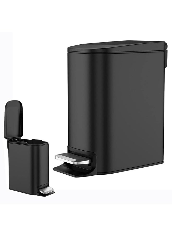 LENND - Small Bathroom Trash Can with Lid Soft Close, Step Pedal, 6 Liter / 1.6 Gallon Stainless Steel Garbage Can with Removable Inner Bucket, Anti-Fingerprint Finish - Image 1