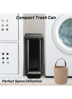 LENND Small Bathroom Trash Can with Lid Soft Close, Step Pedal, 6 Liter / 1.6 Gallon Stainless Steel Garbage Can with Removable Inner Bucket, Anti-Fingerprint Finish  - Image 3