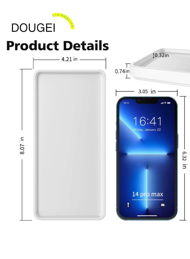 DOUGEI 8" Bathroom Trays - Ceramic Vanity Tray for Bathroom - Small Ceramic Tray - Kitchen Soap Trays  Counter (White) - Image 3