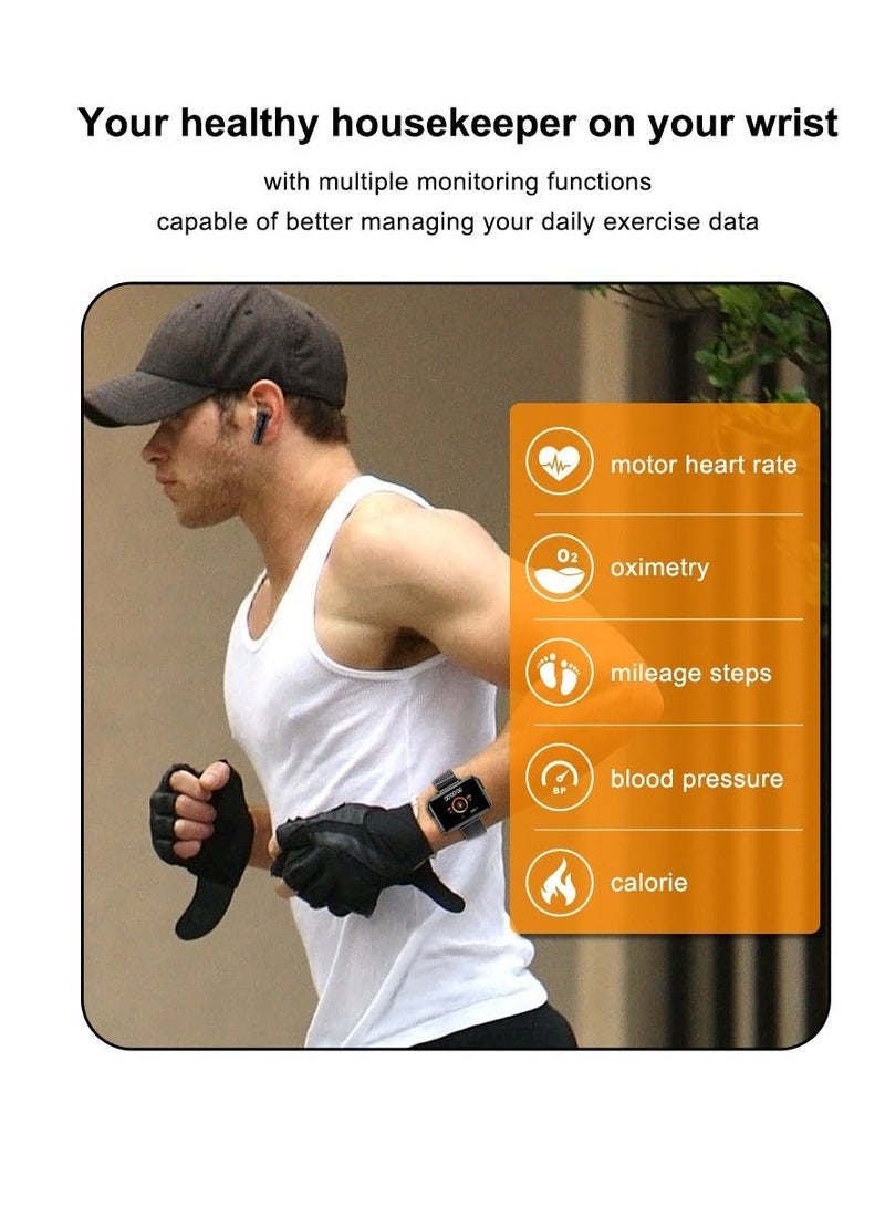Smart Watch with Wireless Bluetooth Earbuds, Fitness Tracker Bracelet with Heart Rate Blood Pressure Weather Monitor, Earphone Inside with Sleep Calorie Monitor, Compatible with Android and iOS - Image 5