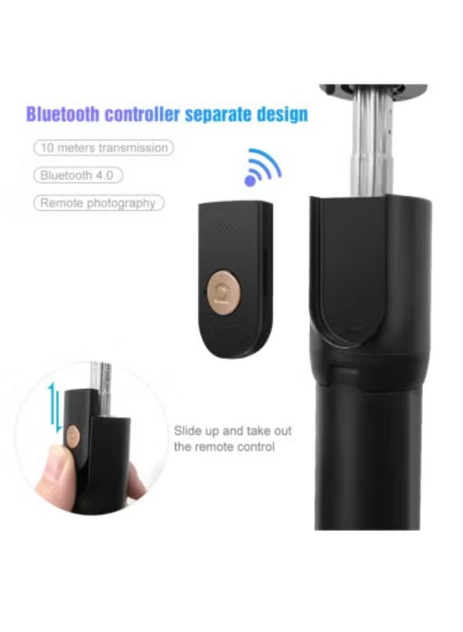 JAJEEK K07 Integrated Selfie Stick Tripod with Bluetooth Remote | Wireless Bluetooth 4.0 Extendable Alloy Camera Stand | Adjustable Angle & Detachable Shutter | Lightweight Portable Tripod for Smartphones | Ideal for Vlogging, Travel & Live Streaming | Black - Image 4