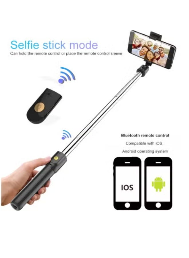 JAJEEK K07 Integrated Selfie Stick Tripod with Bluetooth Remote | Wireless Bluetooth 4.0 Extendable Alloy Camera Stand | Adjustable Angle & Detachable Shutter | Lightweight Portable Tripod for Smartphones | Ideal for Vlogging, Travel & Live Streaming | Black - Image 2