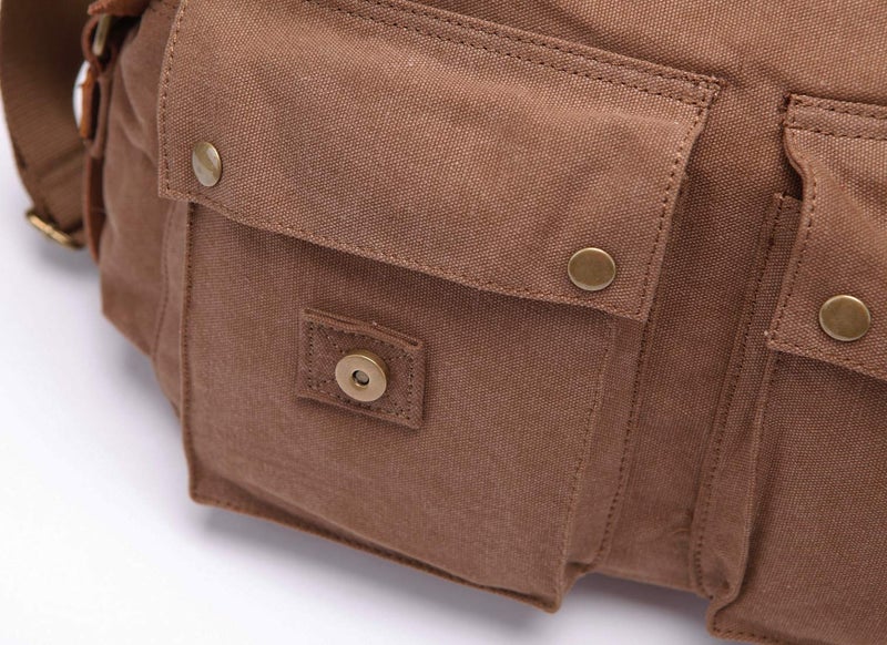 Berchirly Classic Laptop Messenger Shoulder Bag Satchel Men Women Canvas Leather Crossbody Bags 17.3Inch - Image 4