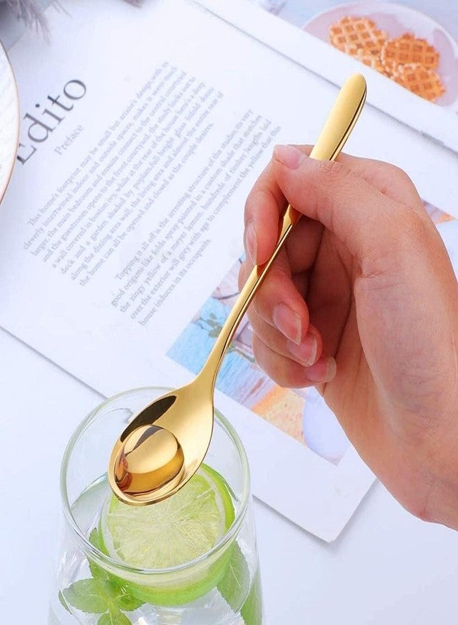FIKKANI Silverware Set| Colorful Dinner Spoon Long Handle Tablespoons Milk Coffee Ice Scoop Black Gold Teaspoon (4) - Image 5