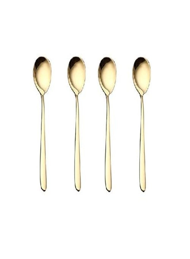 FIKKANI Silverware Set| Colorful Dinner Spoon Long Handle Tablespoons Milk Coffee Ice Scoop Black Gold Teaspoon (4) - Image 1