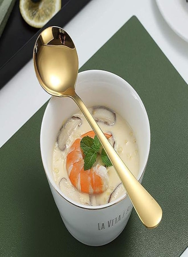 FIKKANI Silverware Set| Colorful Dinner Spoon Long Handle Tablespoons Milk Coffee Ice Scoop Black Gold Teaspoon (4) - Image 2