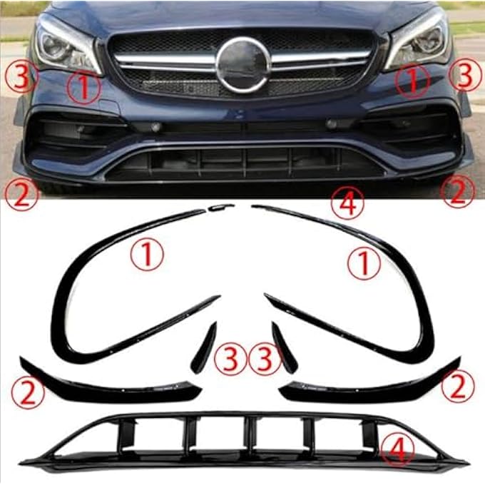 MKVAXR Front Bumper Lip Splitter Trim, for Mercedes-Benz, CLA Class W117 C117 CLA200/220 2016-2019 Black Car Air Vent Intake Hood Spoiler Car Air Vent Splitter Trim - Image 3