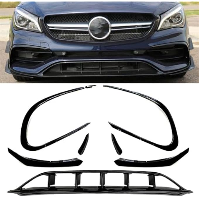 MKVAXR Front Bumper Lip Splitter Trim, for Mercedes-Benz, CLA Class W117 C117 CLA200/220 2016-2019 Black Car Air Vent Intake Hood Spoiler Car Air Vent Splitter Trim - Image 2