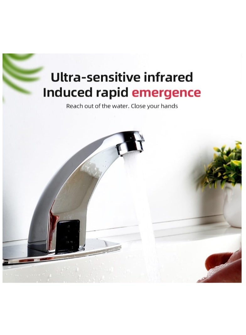 المفتاحة صنبور استشعار أوتوماتيكي احترافي من ENZO - صنبور حوض يعمل بالأشعة تحت الحمراء بدون لمس مع تقنية توفير المياه، لمسة نهائية من الكروم، تحكم ذكي في درجة الحرارة، مثالي للاستخدام في الحمام والمطبخ - Image 4