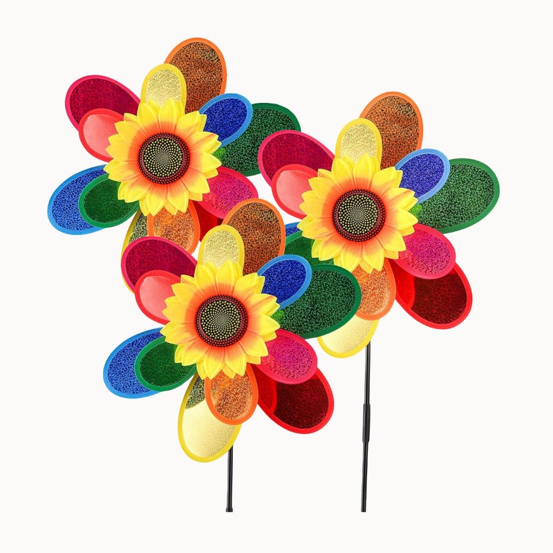 sampick Wind Spinner Windmill Flower Pinwheel Pin Wheels Yard Garden Outdoor Decorations Lawn Ornaments Kinetic Sunflower Art 3 