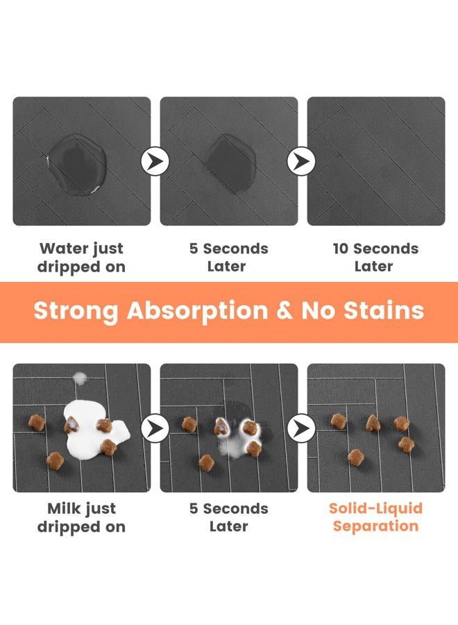 DK177 Pet Feeding Mat-Absorbent Pet Placemat for Food and Water Bowl, with Waterproof Rubber Backing, Quick Dry Water Dispenser Mat for Dog and Cat (24"x16", Black) - Image 3