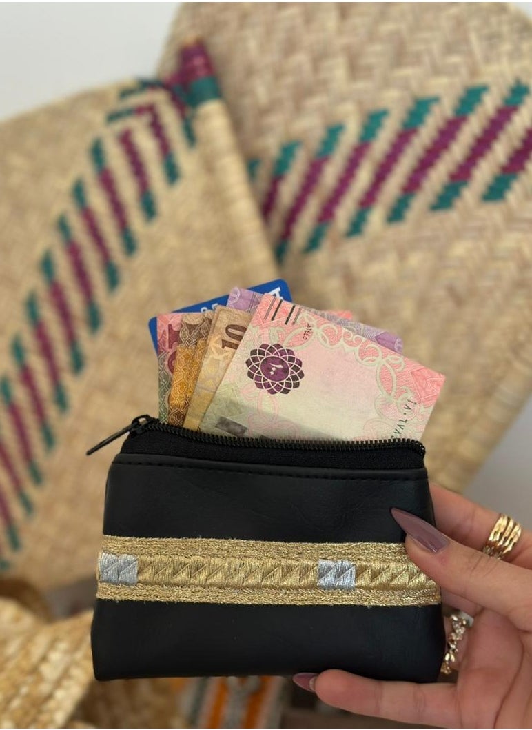 ماركة غير محددة - محفظة جلد بتطريز زري البشت - Image 1