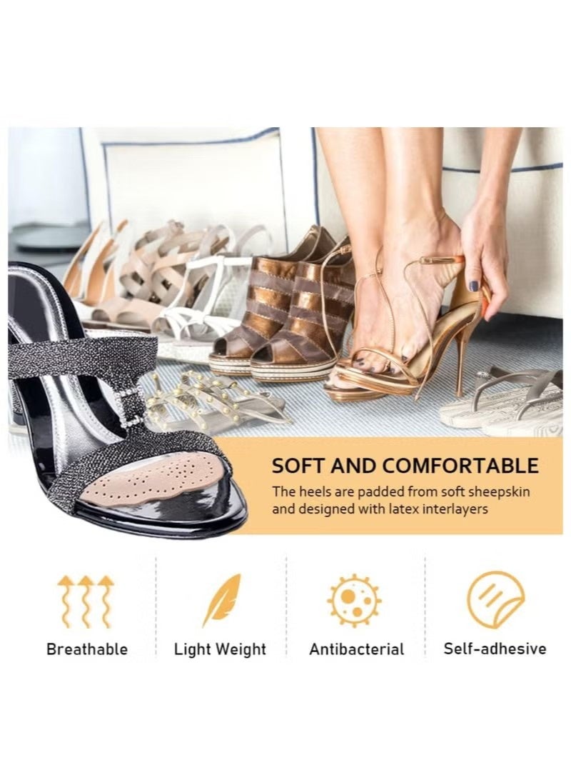 4 أزواج من وسادات مشط القدم لراحة باطن القدم للنساء، مصنوعة من جلد الغنم الناعم، مناسبة للأحذية ذات الكعب العالي، وتساعد على تخفيف الألم. - Image 5