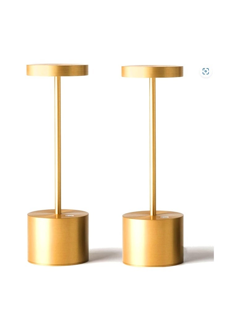 GOGOGO 2 Pack Cordless Table Lamp Rechargeable, 5000mAh Battery Operated Portable Table Light,Dimming LED Table Lamp for Restaurant/Patio/Outdoor(Gold) - Image 1