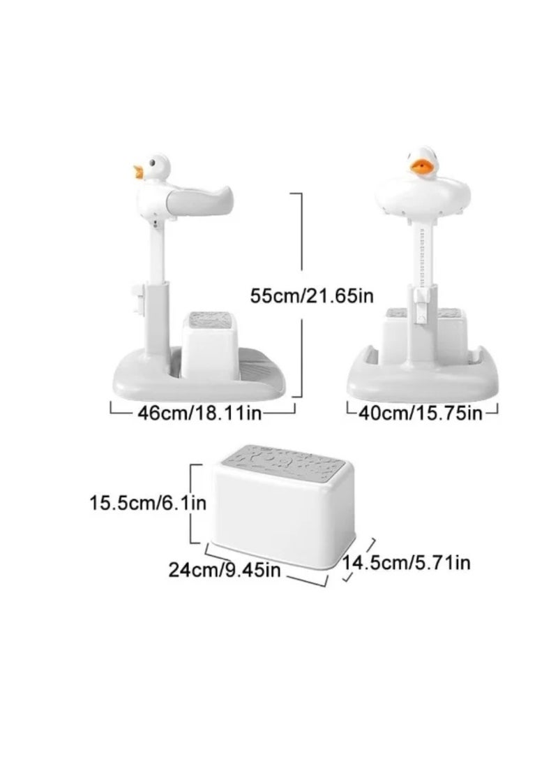 حامل حمام آمن للأطفال - كرسي استحمام قابل للتعديل ومضاد للانزلاق بدون استخدام اليدين للأطفال الصغار، برج حمام بلاستيكي قابل للتعديل، كرسي واقف آمن للأطفال الصغار بدون استخدام اليدين، وظيفة تنظيف حمام الأم - Image 3