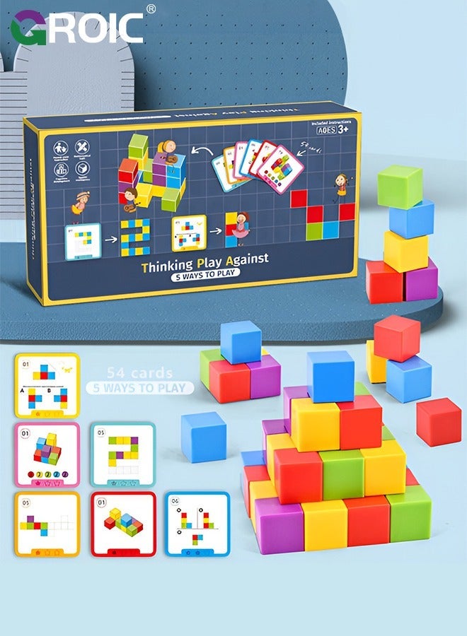 NIBEMINENT 40 Pcs Cubes Math Manipulatives Stacked Blocks Toys For Kids, Educational Counting Classroom Learning Supplies, Preschool Plastic for Kindergarten Homeschool  - Image 1