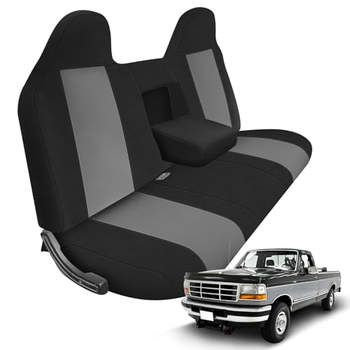 Kistrba Truck Seat Cover Compatible with 1993-1998 Ford Truck Regular XCab Crew Cab, Front Solid Bench Seat with Molded Headrests and Integrated Center Armrest Seat Cover - Image 1