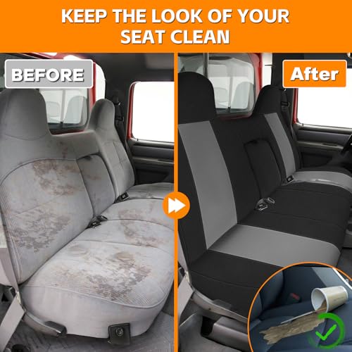 Kistrba Truck Seat Cover Compatible with 1993-1998 Ford Truck Regular XCab Crew Cab, Front Solid Bench Seat with Molded Headrests and Integrated Center Armrest Seat Cover - Image 4