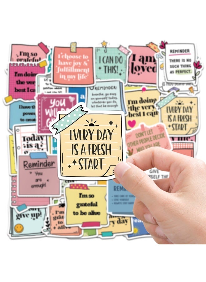 NIBEMINENT 50 Pcs Inspirational Tag Deco Kit Waterproof Stickers, High Definition Printing Bright Colors, Suitable for Laptop Skateboard Luggage Water Bottle Guitar DIY - Image 3