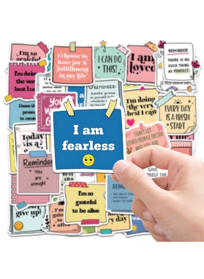 NIBEMINENT 50 Pcs Inspirational Tag Deco Kit Waterproof Stickers, High Definition Printing Bright Colors, Suitable for Laptop Skateboard Luggage Water Bottle Guitar DIY - Image 2