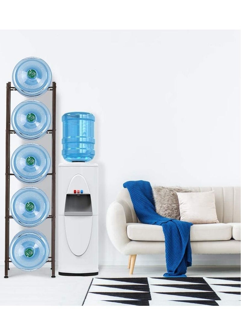 DubaiGallery Water Jug Holder 5 Tier Water Bottles Storage Rack for 5 Gallon Water Buckets 5 Trays Detachable Stainless Steel Water Cooler Rack Heavy Duty Cabby Rack with Anti-slip Mat Black - Image 1