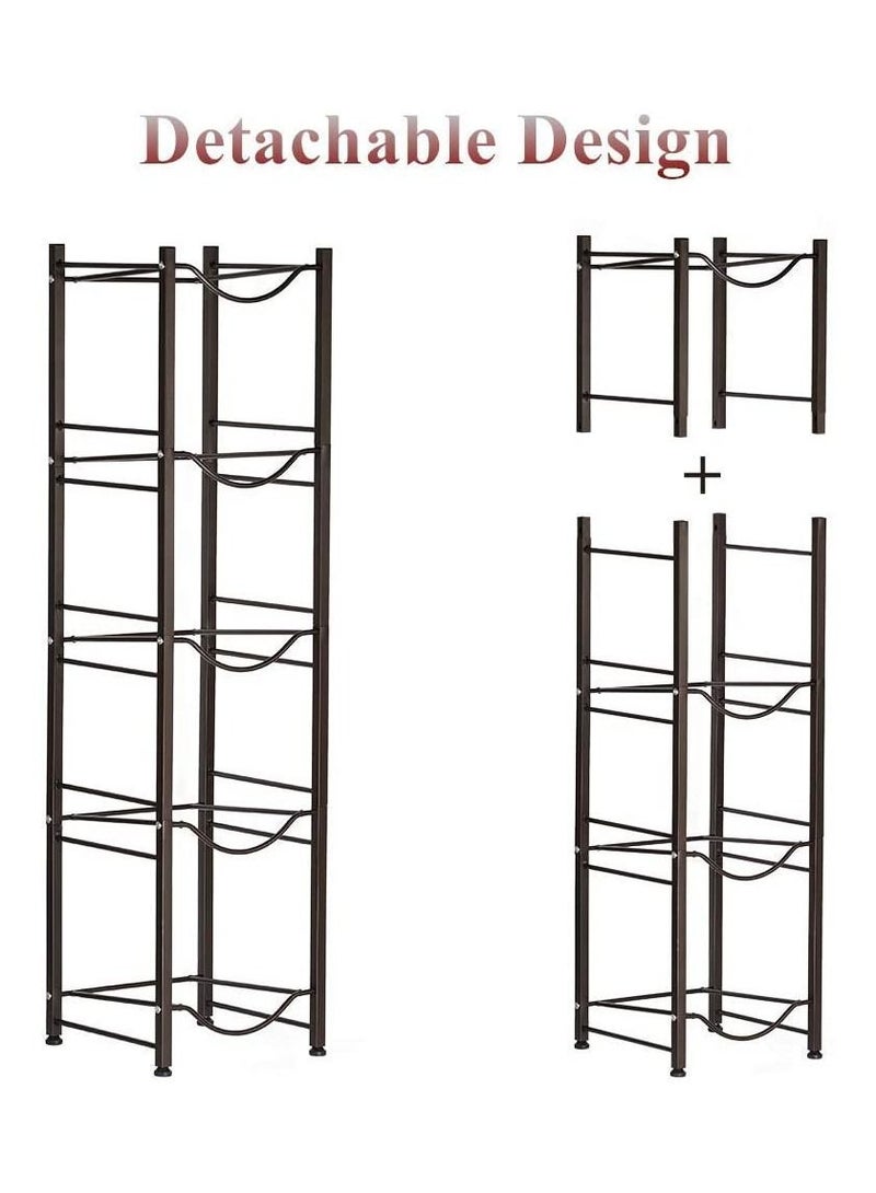 DubaiGallery Water Jug Holder 5 Tier Water Bottles Storage Rack for 5 Gallon Water Buckets 5 Trays Detachable Stainless Steel Water Cooler Rack Heavy Duty Cabby Rack with Anti-slip Mat Black - Image 3