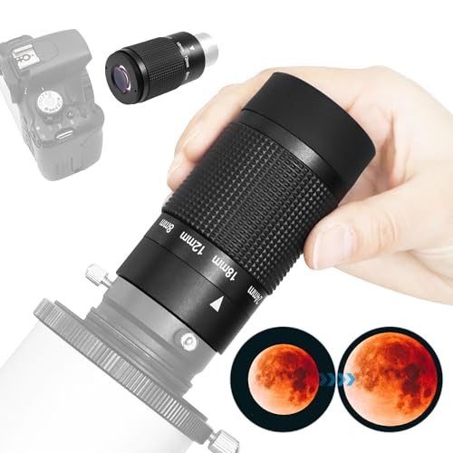 Astromania Zoom Eyepiece for Telescope, 8-24mm Wide Field Zoom Eyepiece Variable Power Design with T Thread for Astrophotography, Compatible with Telescope That Accept Telescope Eyepiece 1.25 Inch - Image 1