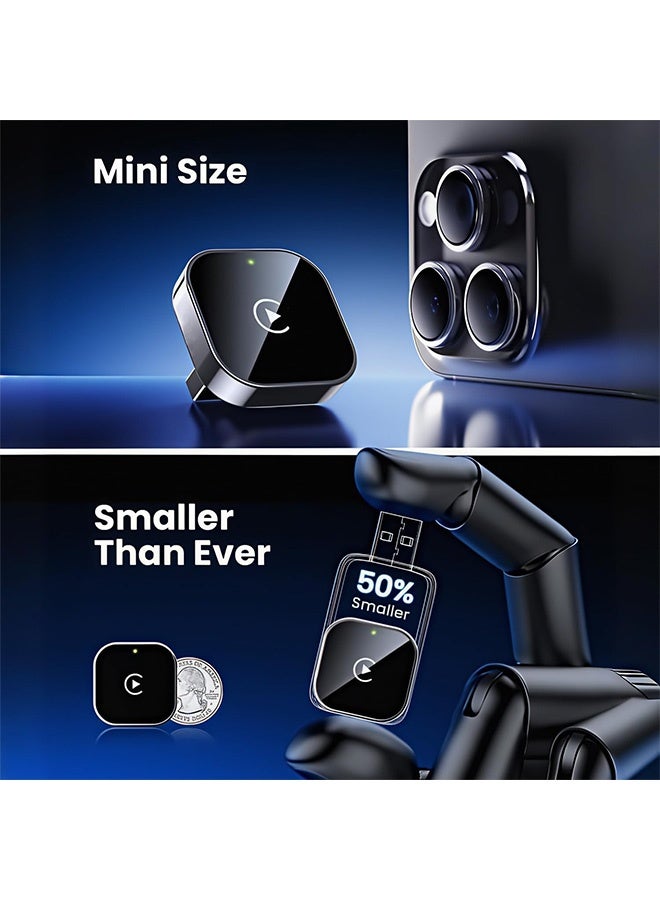 أجريون ​​محول 2 في 1 لاسلكي لـ CarPlay و Android Auto، دونجل CarPlay أدخل وشغّل يحول السلكي إلى لاسلكي، اتصال تلقائي سريع، 2.4G تأخير + 5GHz شريحة ثنائية لـ iPhone و Android​ - Image 3