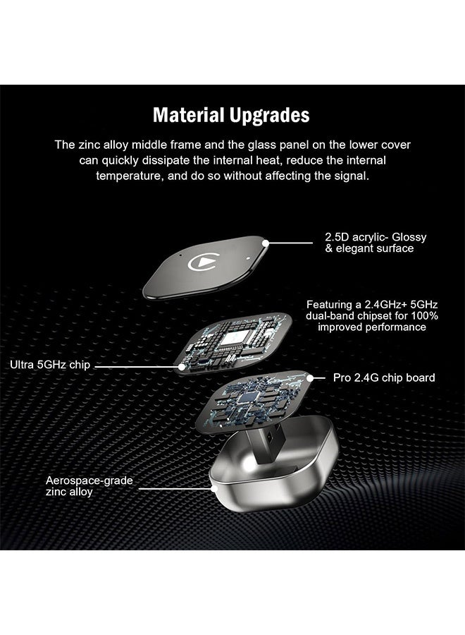 أجريون ​​محول 2 في 1 لاسلكي لـ CarPlay و Android Auto، دونجل CarPlay أدخل وشغّل يحول السلكي إلى لاسلكي، اتصال تلقائي سريع، 2.4G تأخير + 5GHz شريحة ثنائية لـ iPhone و Android​ - Image 4