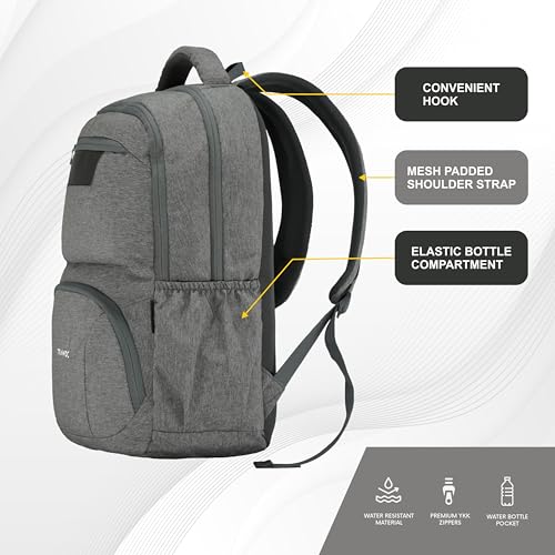 TRAWOC 30L Laptop Backpack TPB04 | Office & Travel Bag with 16-Inch Laptop Compartment, USB Charging Port & 3-Year Warranty -Ash grey - Image 3