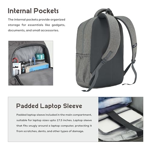 TRAWOC 30L Laptop Backpack TPB04 | Office & Travel Bag with 16-Inch Laptop Compartment, USB Charging Port & 3-Year Warranty -Ash grey - Image 5