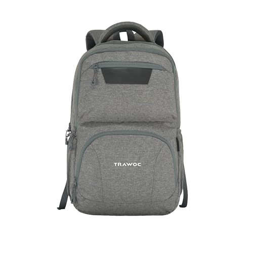 TRAWOC 30L Laptop Backpack TPB04 | Office & Travel Bag with 16-Inch Laptop Compartment, USB Charging Port & 3-Year Warranty -Ash grey - Image 1