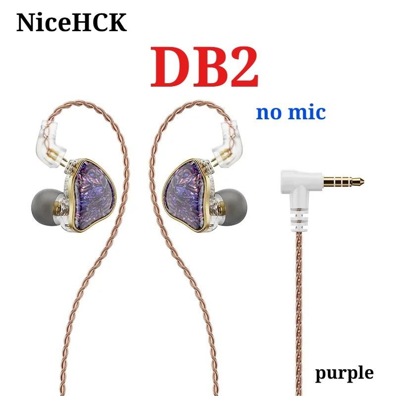 Nicehck DB2 Hi-Fi 1dd+1ba Hybrid Dual-Driver Wired In-Ear Monitor Earphones, 0.78 2-Pin, No Mic, Purple - Image 1
