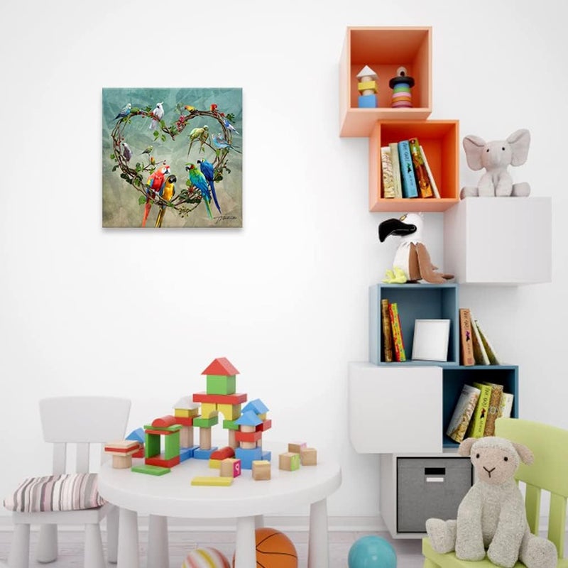 Woxfcart فن جدار صورة طائر الببغاء من ووكستارت مع إطار قماش بحجم 12x12 - Image 4
