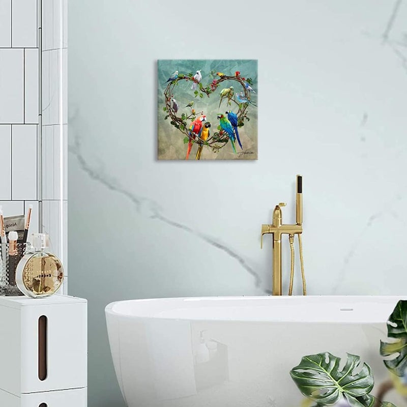 Woxfcart فن جدار صورة طائر الببغاء من ووكستارت مع إطار قماش بحجم 12x12 - Image 2