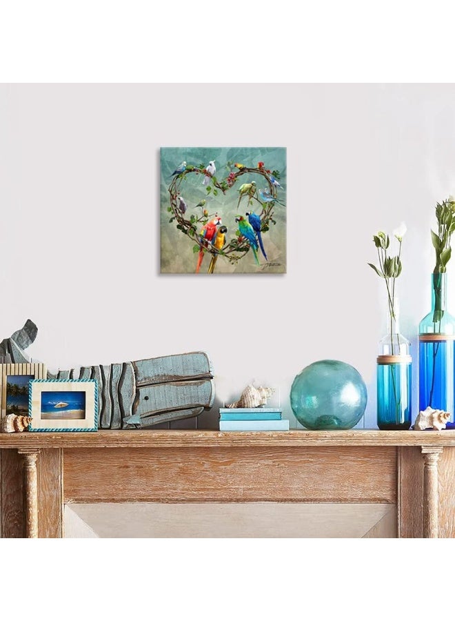 Woxfcart فن جدار صورة طائر الببغاء من ووكستارت مع إطار قماش بحجم 12x12 - Image 5
