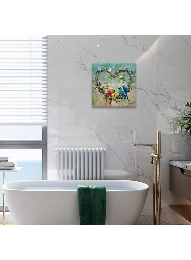 Woxfcart فن جدار صورة طائر الببغاء من ووكستارت مع إطار قماش بحجم 12x12 - Image 3