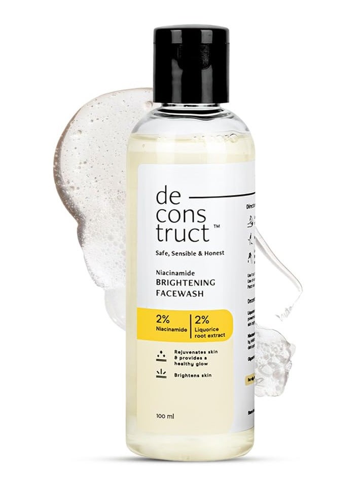 Deconstruct Niacinamide Brightening Face Wash | 2% Niacinamide+2% Liquorice Root Extract | Fragrance-free Face Wash for Tan Removal & Glowing Skin | pH Balanced & SLS & Paraben Free | 100 ml  - Image 1