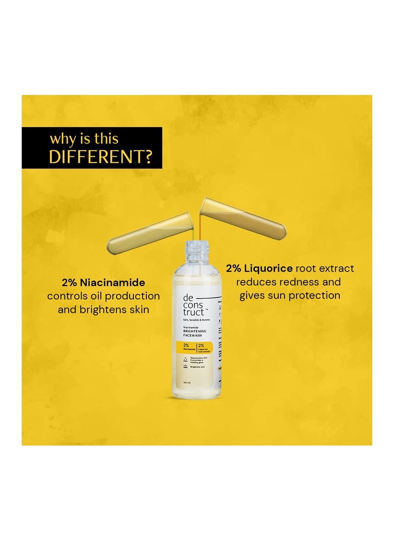 Deconstruct Niacinamide Brightening Face Wash | 2% Niacinamide+2% Liquorice Root Extract | Fragrance-free Face Wash for Tan Removal & Glowing Skin | pH Balanced & SLS & Paraben Free | 100 ml  - Image 2