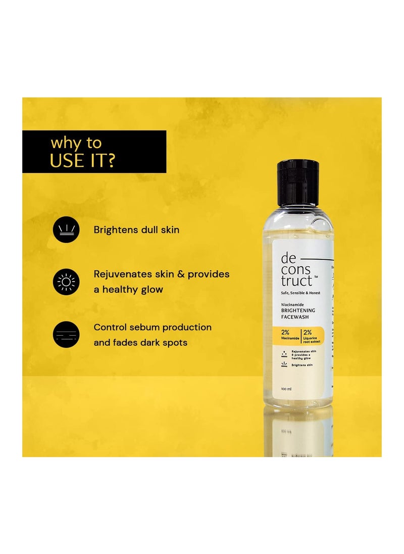Deconstruct Niacinamide Brightening Face Wash | 2% Niacinamide+2% Liquorice Root Extract | Fragrance-free Face Wash for Tan Removal & Glowing Skin | pH Balanced & SLS & Paraben Free | 100 ml  - Image 4
