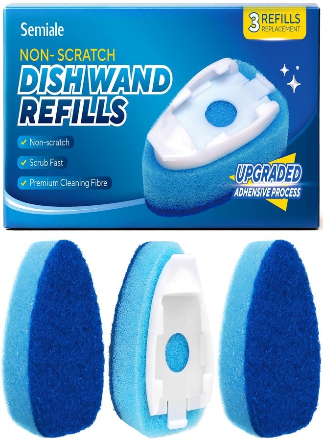 Semiale Non Scratch Dishwand Refills Sponge Heads, Heavy Duty Scrub Brush Sponges, Soap Dispensing Scrubbers, Common Compatible Dish Wand Refill Head Replacements for Kitchen Sink Dishwashing Cleaning - Image 1