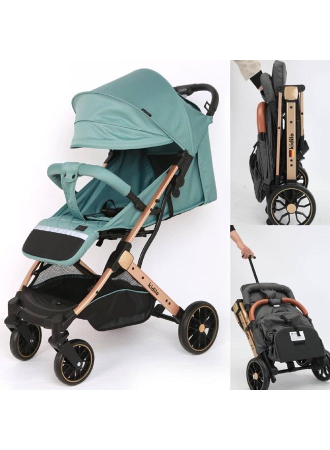 كيديليو عربة أطفال كيديلو K10G قابلة للتحويل وسهلة الطي بيد واحدة وأحزمة أمان خماسية النقاط  (أخضر) - Image 1