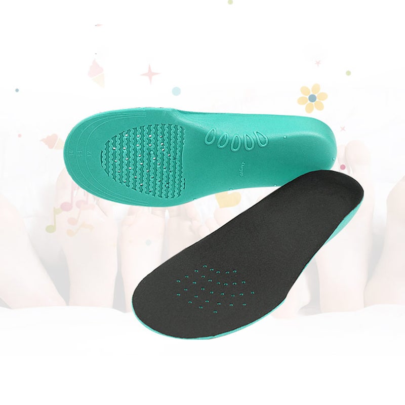 Kids Can Be Cut Insoles Sweat Cushion Foot Shoes Care Accessories 32-34 (Green Black Top) - Image 3