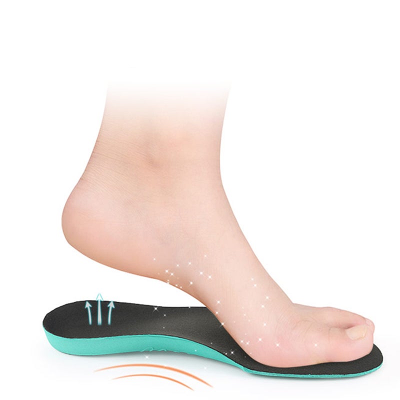 Kids Can Be Cut Insoles Sweat Cushion Foot Shoes Care Accessories 32-34 (Green Black Top) - Image 4
