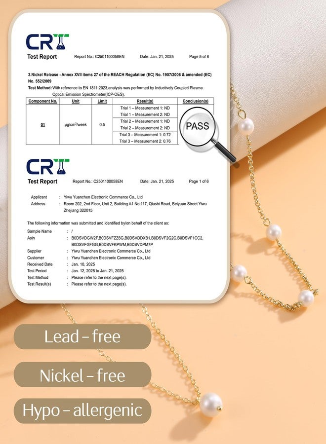 TEN MIRO Pearl Necklaces for Women Trendy, 16k Dainty Gold Layered Necklaces for Women Bubble Letter Gold Necklace Stack Layering Initial Pearl Choker Necklace Jewelry Gifts, Brass, No Gemstone - Image 4