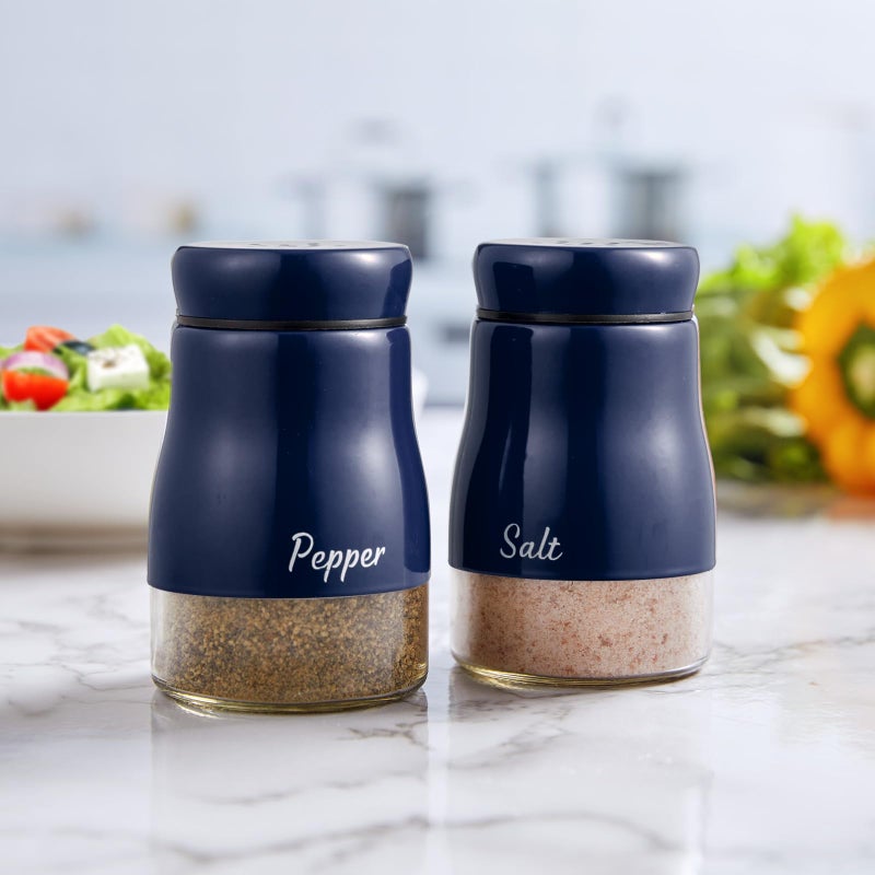 Bivvclaz Navy Blue Salt and Pepper Shakers Set, Bivvclaz 5 Ounce Salt and Pepper Dispenser with Glass Bottom, Cute Salt and Pepper Shakers for Blue Kitchen Decor and Accessories - Image 5