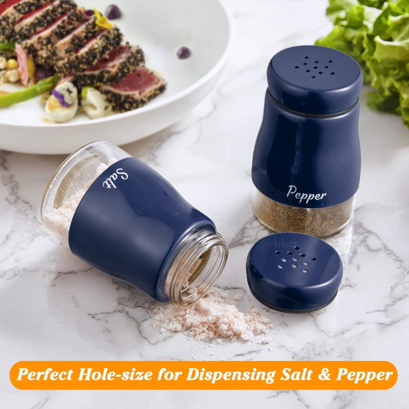 Bivvclaz Navy Blue Salt and Pepper Shakers Set, Bivvclaz 5 Ounce Salt and Pepper Dispenser with Glass Bottom, Cute Salt and Pepper Shakers for Blue Kitchen Decor and Accessories - Image 4