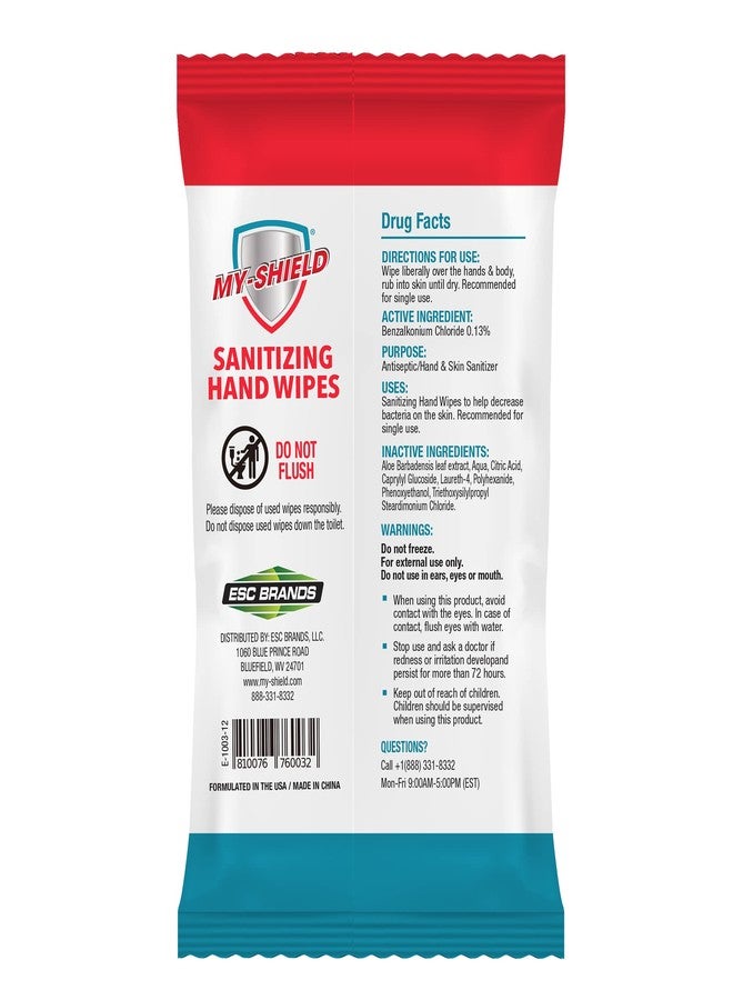 My-Shield Sanitizing Hand Wipes - Travel Pack - 20 Count (4-pack) Alcohol-Free, Long-lasting Protection. Kills 99.9% of Germs. Moisturizes With Aloe Vera. Formulated with Zetrisil. - Image 3